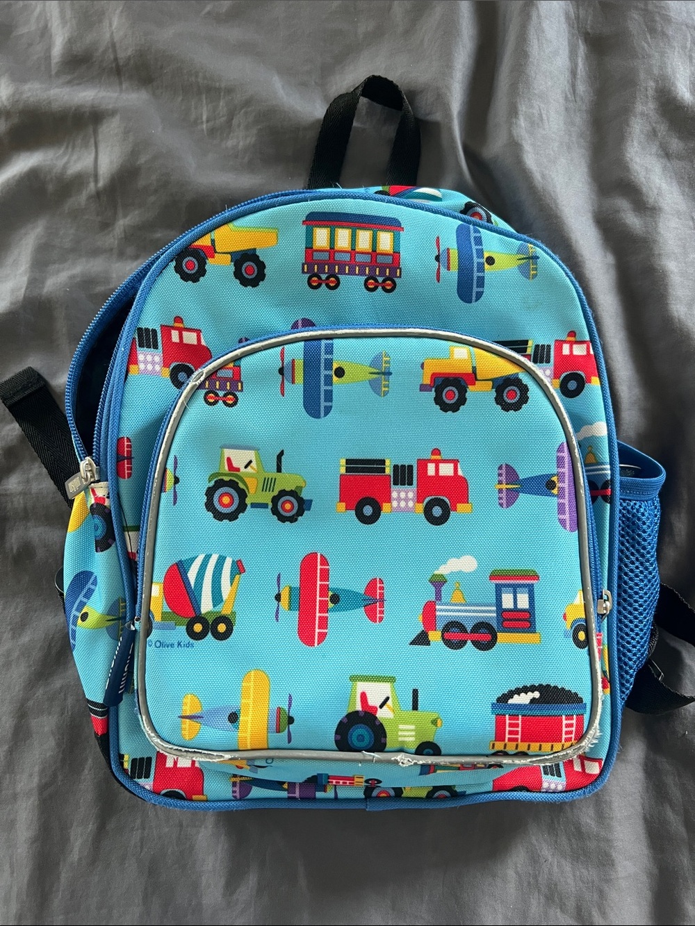 Toddler Transportation Automobiles Backpack - Light Blue Vehicle Print